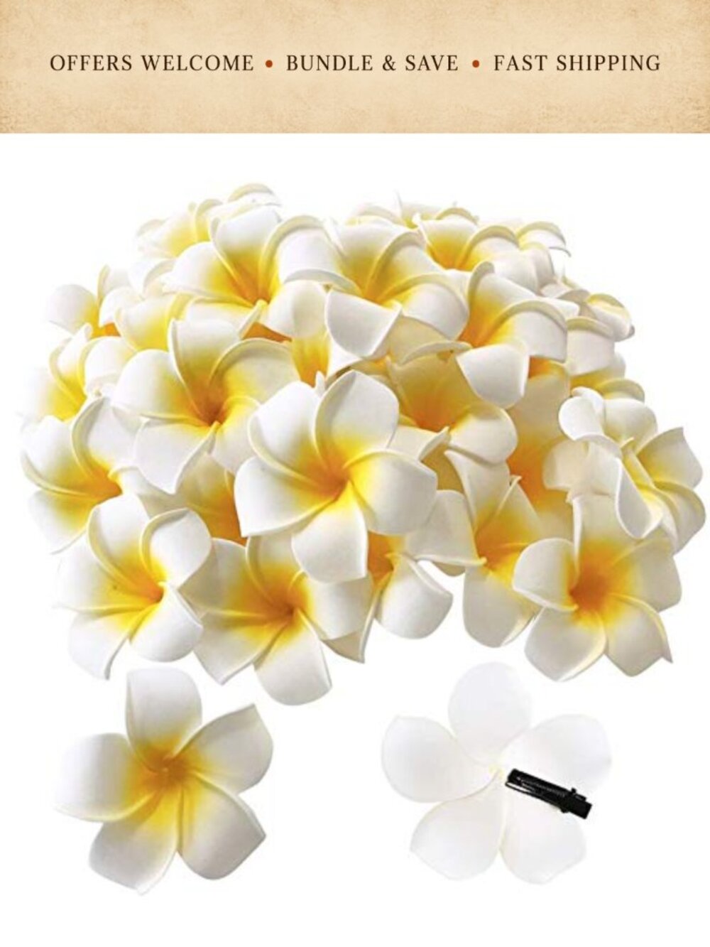 50pcs Hawaiian Foam Plumeria Hair Clips DIY Wedding Party Beach